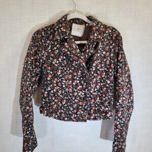 Anthropologie Hei Coat Womens 8 Floral Jacket Blazer Pockets Full Zip Collar